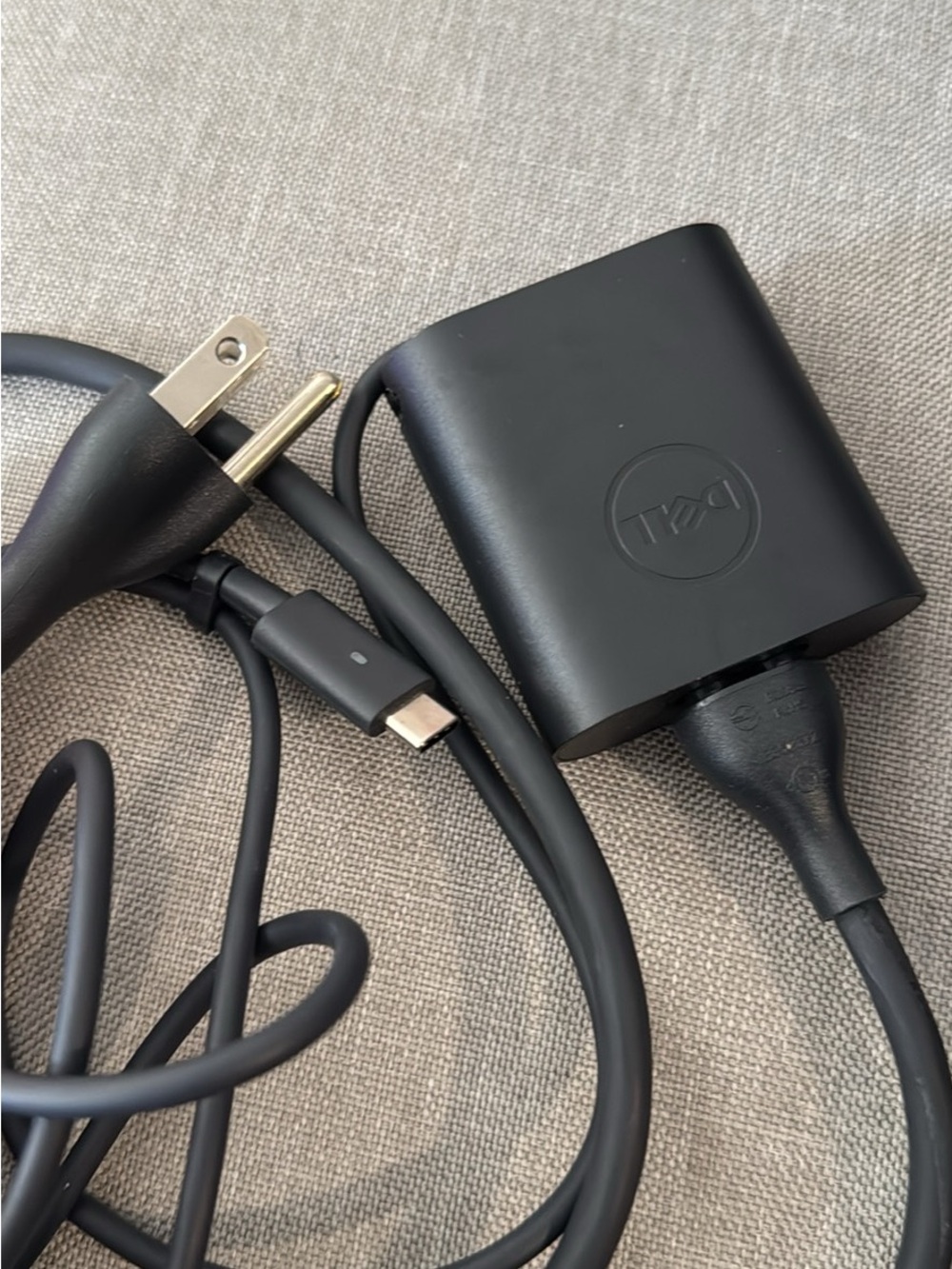 Dell Black USB-C Power Adapter with Integrated Cord